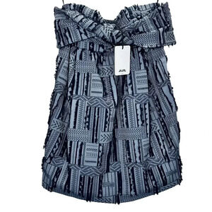 NWT Jijil Italian Strapless Mini Denim Blue Fringe Patchwork Boho Festival Sz 8